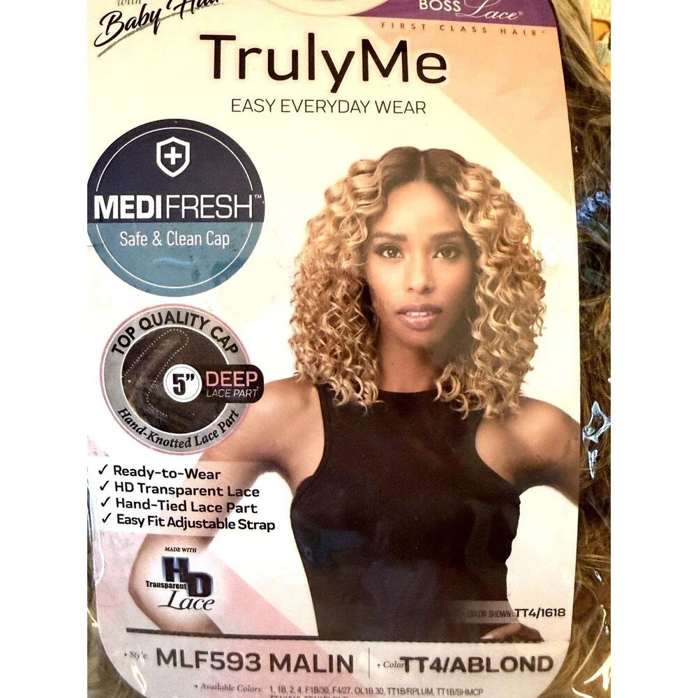 New Bobbi Boss Wig Curly Blonde Malin New Ready To Wear Transparent Lace